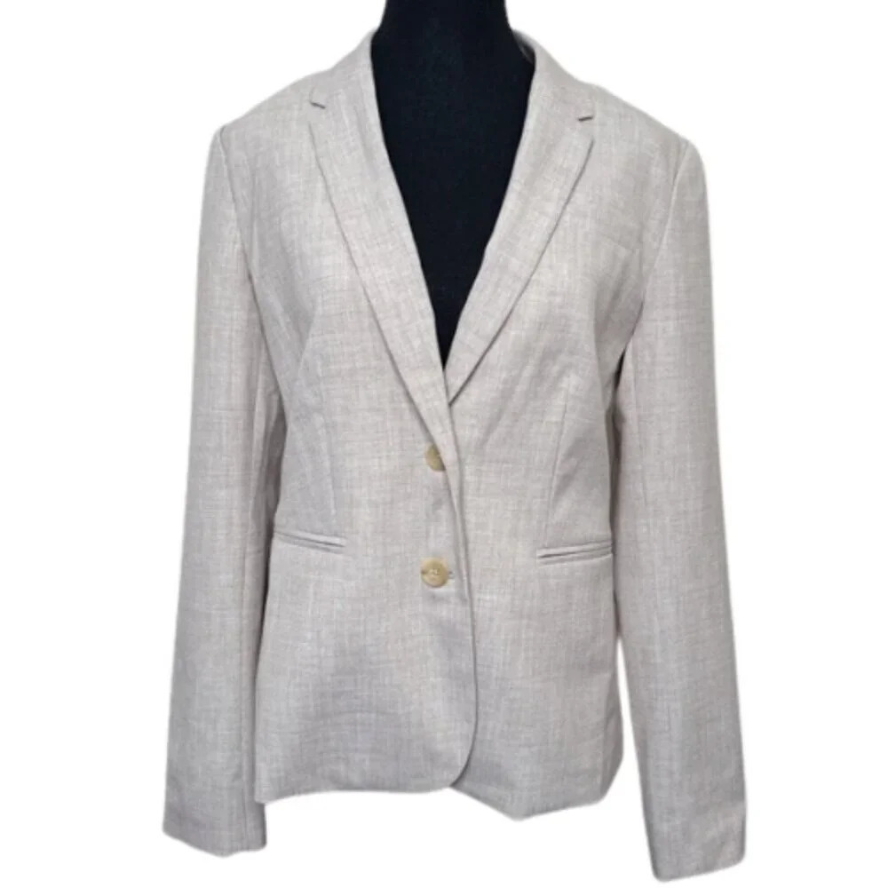 Banana Republic Womens 6  Khaki Stretch Flax Career Blazer